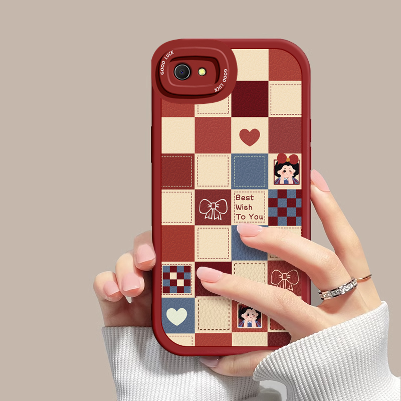 适用OPPOa3手机壳格子公主OPPOa3新款4G硅胶防摔小羊皮高级感可爱女网红全包潮