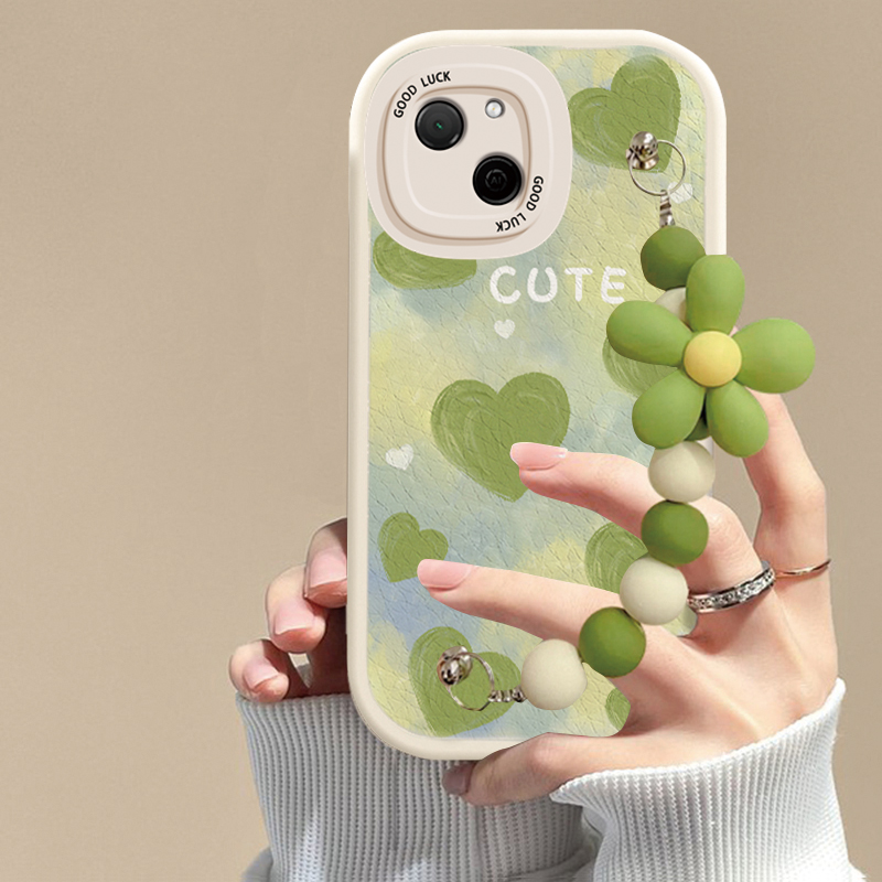 适用华为麦芒A20手机壳绿色爱心链条TYH632M硅胶磨砂防摔可爱女网红全包新款潮