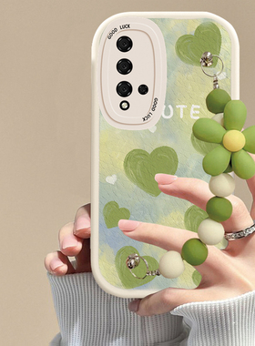 适用华为荣耀20手机壳绿色爱心链条20青春版软硅胶防摔20pro可爱女网红20s全包新款潮