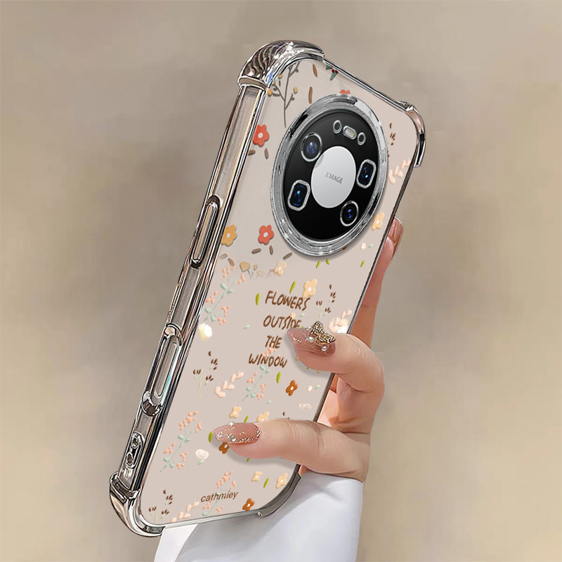 适用华为mate80系列碎花透明外壳