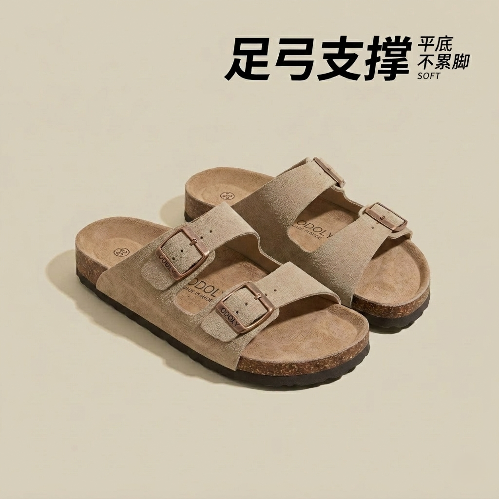 勃肯凉拖鞋男女同款夏季外穿一字休闲足弓支撑时尚舒适情侣软木鞋