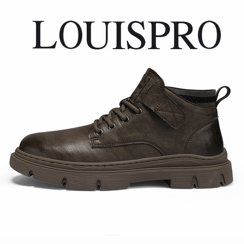 LOUISPRO品牌2025新款四季男士英伦风中高帮马丁靴复古防水工装靴