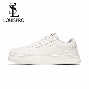 LOUISPRO男鞋 2025新款 简约百搭运动软底小白板鞋 休闲工作白色男鞋