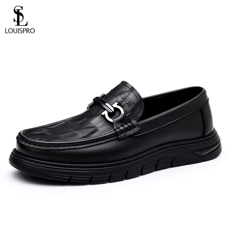 LOUISPRO冬季男士黑色真皮乐福鞋商务休闲一脚蹬软底豆豆鞋男鞋,流行男鞋,时尚休闲鞋,淘宝优惠券,粉丝福利购,淘宝优惠卷