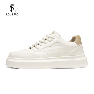 LOUISPRO男士加绒板鞋2025新款小白鞋高级感品牌休闲软厚底鞋子男