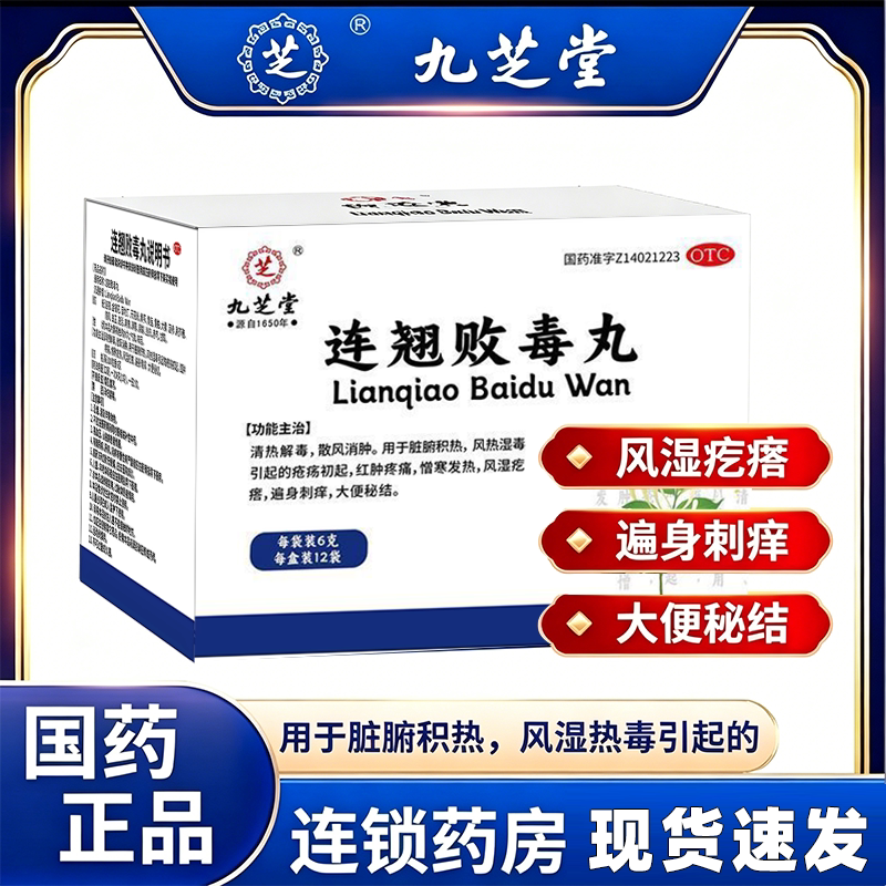 九芝堂 6g*12袋/盒 连翘败毒丸清热解毒散风消肿大便秘结风湿疙瘩