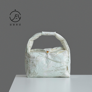 宜室茶话百合花布袋新中式茶具茶杯一壶两杯收纳袋整套旅行茶事包