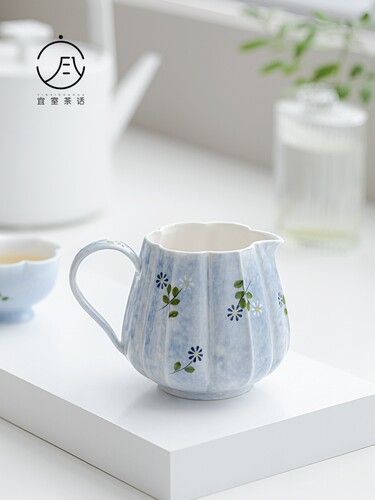 宜室茶话纯手绘小雏菊陶瓷公道杯家用茶海小清新功夫茶具分茶器