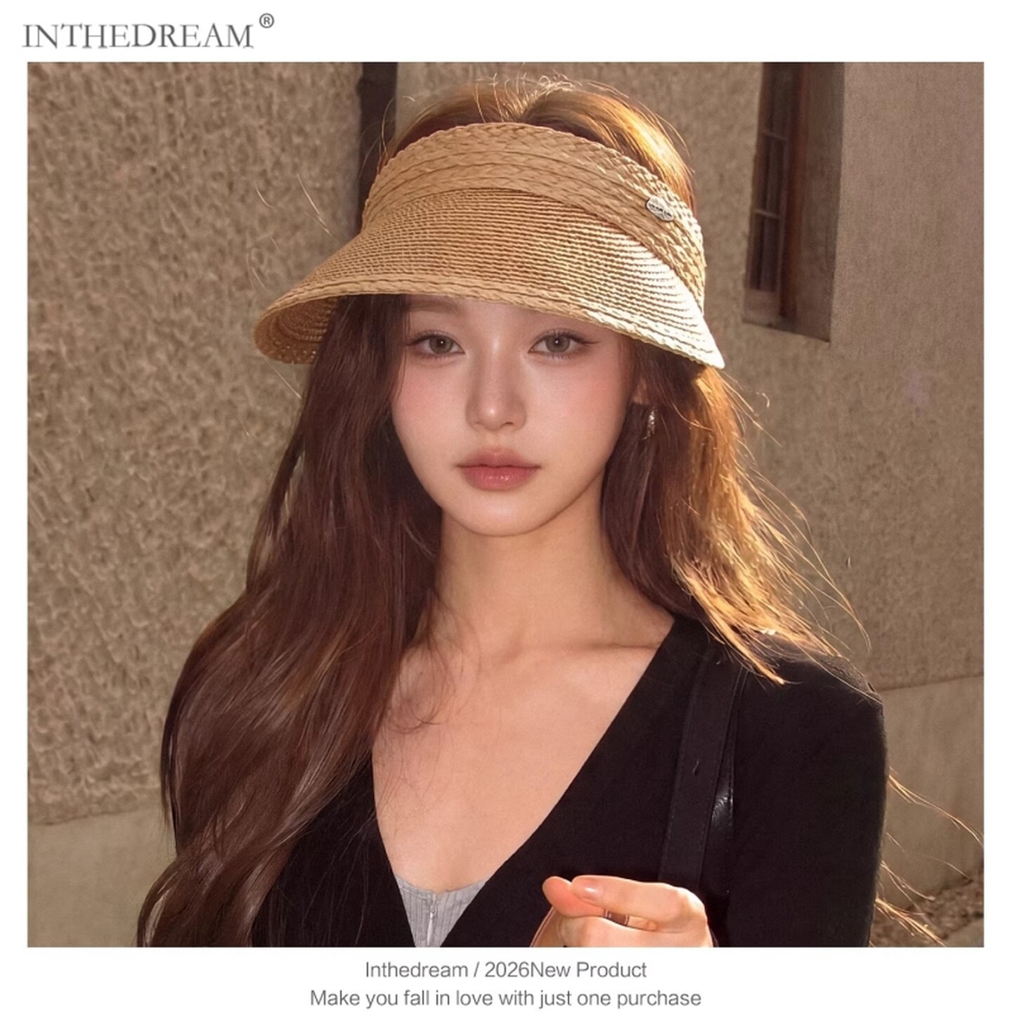 夏天百搭透气休闲防晒草编空顶帽子女小众网红减龄草帽无顶发箍式