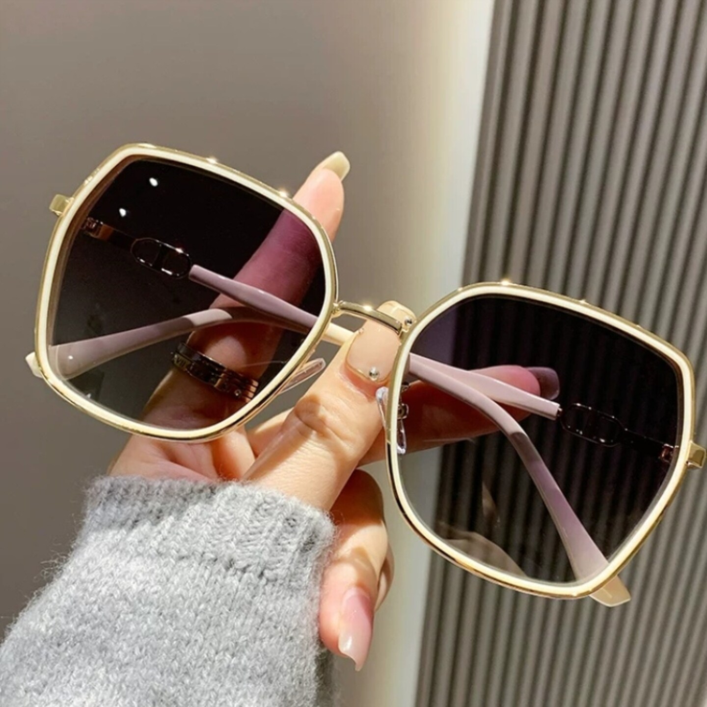 大框偏光墨镜女款适合方圆脸设计太阳镜防晒防紫外线茶色显瘦大框