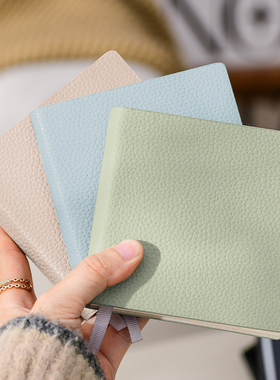 荔枝纹皮a7随身便携软皮面笔记本本子小号迷你口袋背单词记忆本高档简约大学生小清新横线网格空白小正方形本