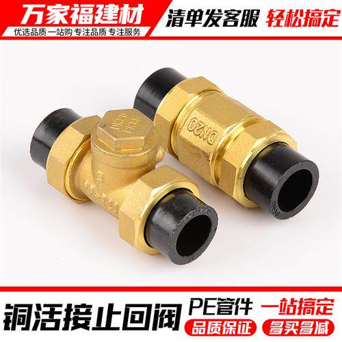 pe管配件热熔阀门开关铜止回阀单向止水阀4分20 25 32pe水管接头