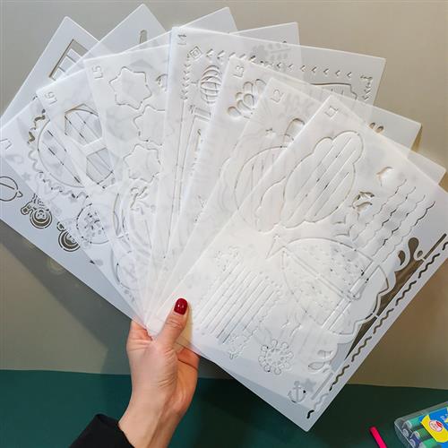 小学生手抄报镂空尺子模板套装A4工具儿童节日万能花边绘画图神器