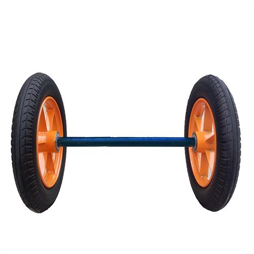 16寸实心轮子防刺防爆马车轮胎300-10两轮连轴脚轮工地三轮手推车