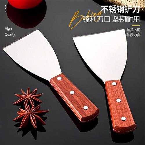 不锈钢抹面斜口三角铲刀 奶油刮刀蛋糕刮板牛排肠粉铲 烘焙工具