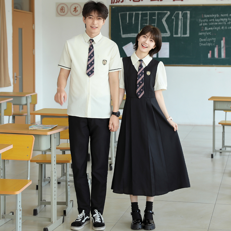 夏季新款学生班服短袖衬衫连衣裙套装班服小学生校服大合唱表演服