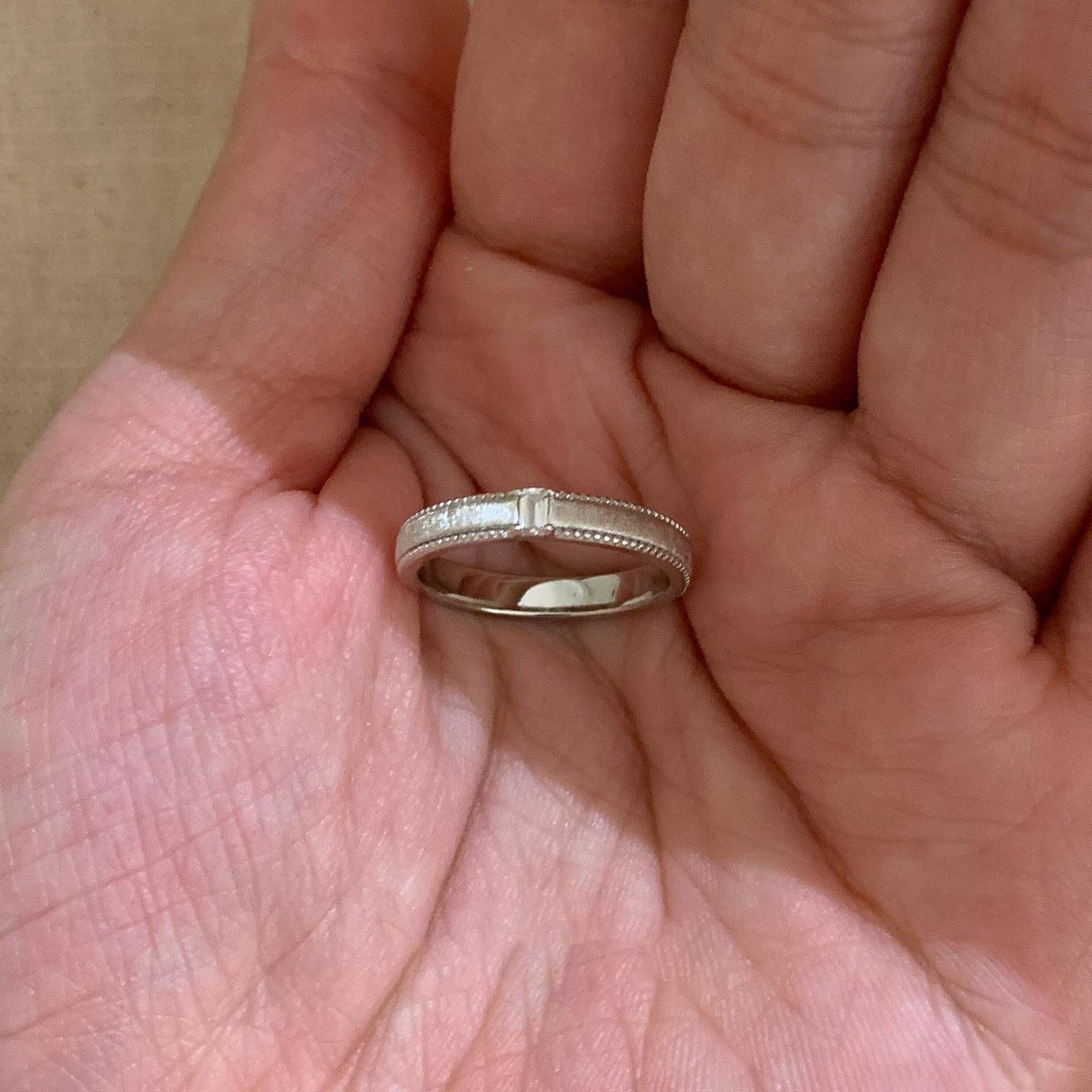 极简拉丝冰块方糖银色素圈戒指女