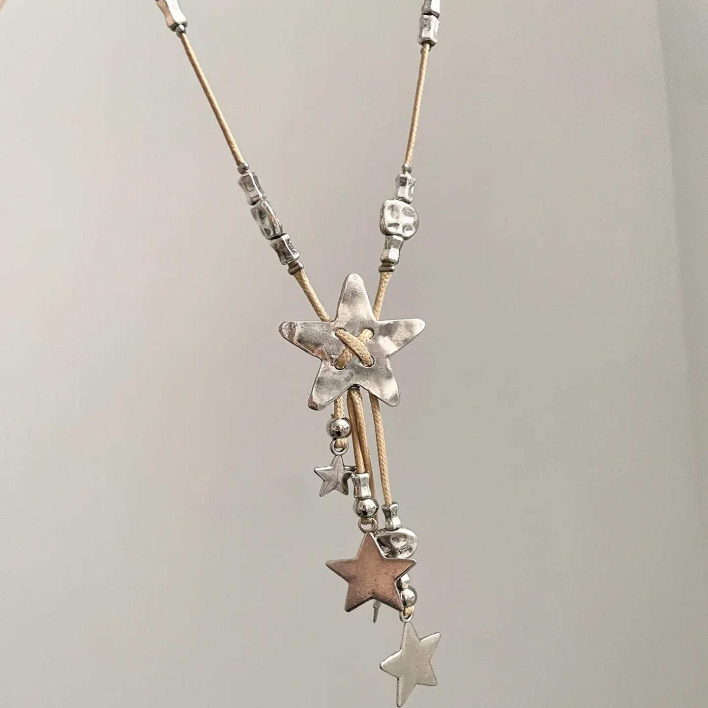 编绳星星流苏长款项链女复古做旧