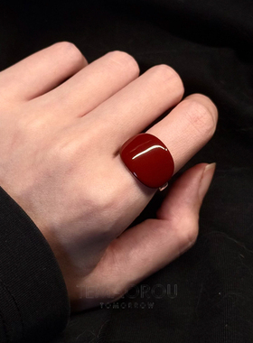 安可拉红色戒指女新年本命年方型