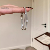 弦线双层环绕拉丝方块冷门手镯女重工轻奢手链气质千金感手饰