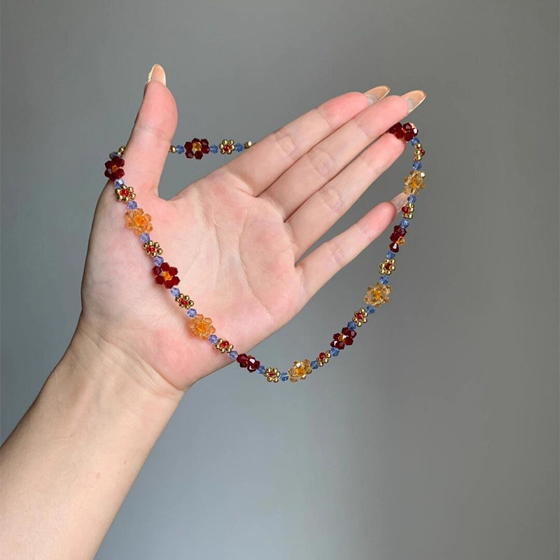 森系彩色花朵项链女甜美田园风复古颈链小清新小众设计米珠锁骨链,饰品/流行首饰/时尚饰品新,项链,淘宝优惠券,粉丝福利购,淘宝优惠卷