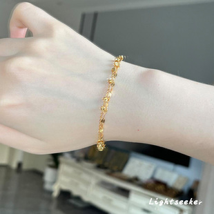 爆闪金色碎冰冰手链中古超仙精致轻奢复古新中式双圈手饰