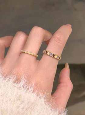 彩色滴釉珍珠开口戒指小众设计轻奢高级感指环2025新款爆款食指戒