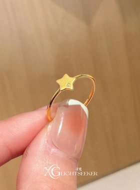 金色五角星戒指女开口韩系简约