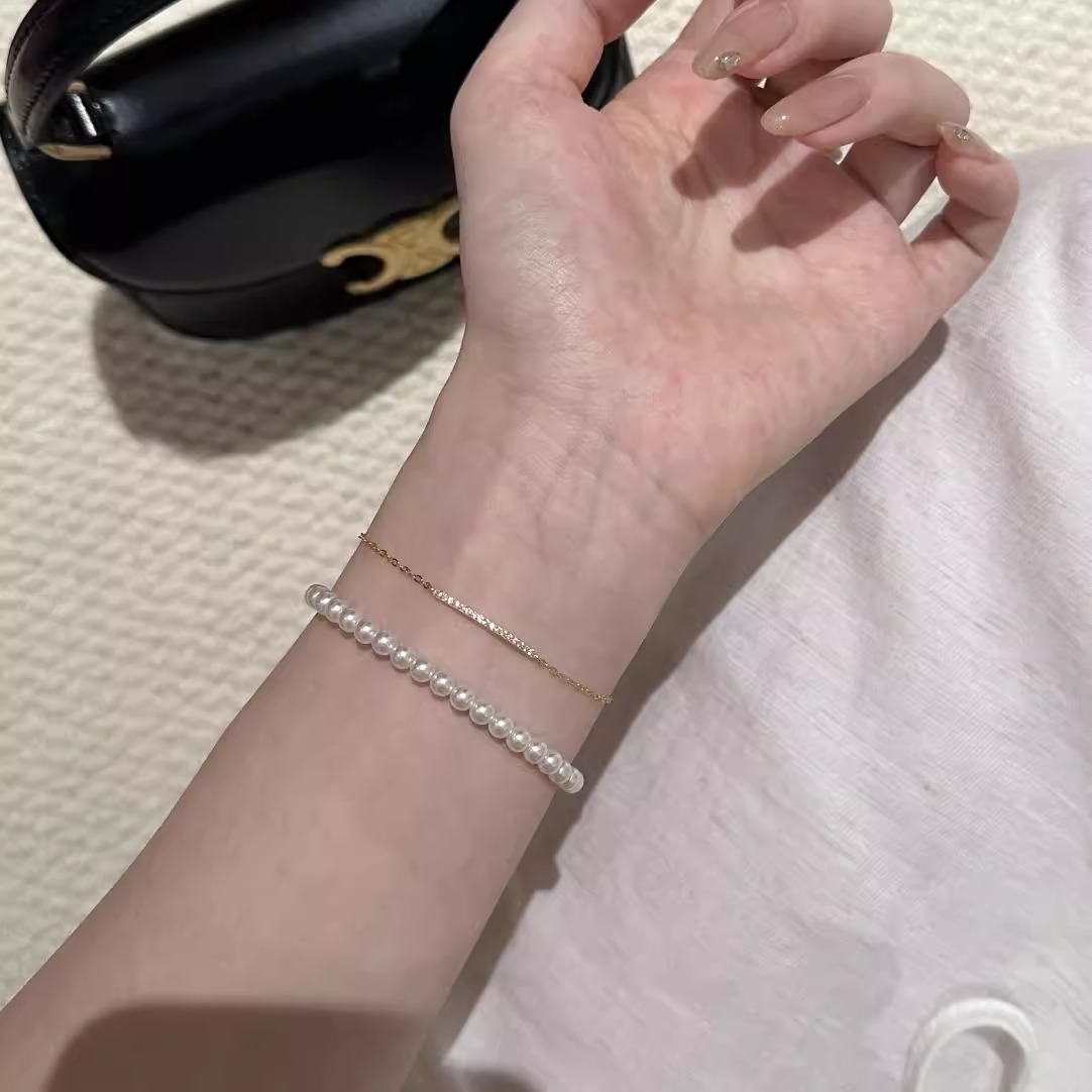 细闪一字仿珍珠手链女款轻奢小众