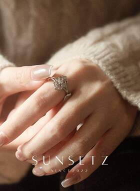 镂空鸢尾花戒指女开口小众设计感