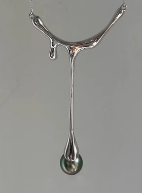 水滴仿珍珠流苏毛衣项链2025新款