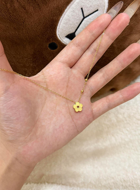 新中式金色镂空花朵项链女简约百搭颈链高级感轻奢甜美气质锁骨链