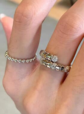 银色蛇形叠戴戒指女2026新款精致