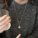 小众设计亮光锤纹水壶项链女吊坠长款 可调节毛衣链高级感不掉色