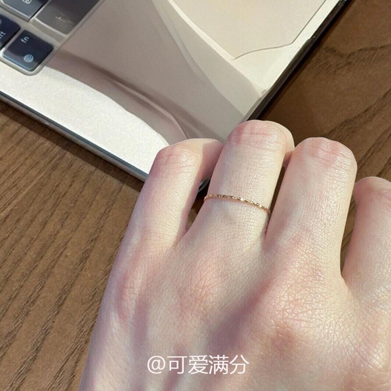 韩系简约极细素圈戒指女轻奢高级