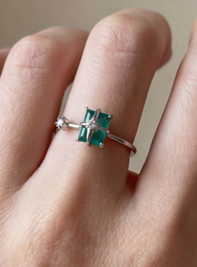 绿色四芒星戒指简约精致甜美小巧