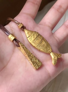 新中式金色拼接小鱼项链女复古