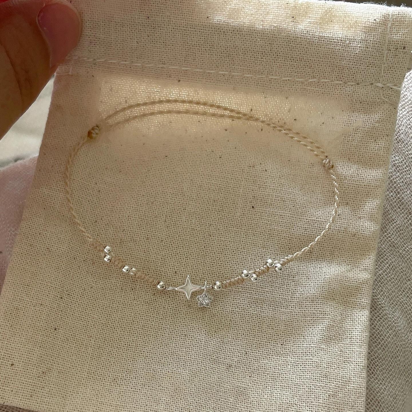 单颗mini星星编织手绳极细手链女