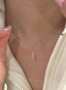 金色水滴仿排钻项链女款清冷感