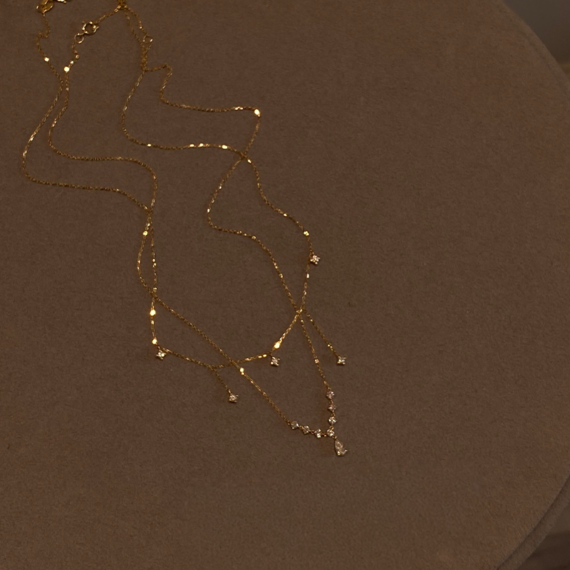 超闪水滴流苏项链女款叠戴韩系