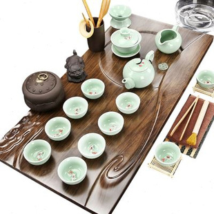 简约茶海 功夫紫砂茶具套装 家用小型茶盘客厅泡茶道托盘实木排水式