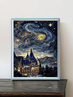 Hogwarts high-definition 5D Van Gogh Starry Sky Diamond Painting, diy Full diamond with frame, dot diamond cross-stitch, self-pasting thumbnail 3