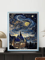 Hogwarts high-definition 5D Van Gogh Starry Sky Diamond Painting, diy Full diamond with frame, dot diamond cross-stitch, self-pasting thumbnail 4
