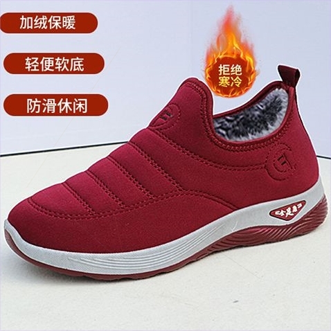 回力老北京布鞋冬季奶奶棉鞋老年保暖一脚蹬男士棉鞋防滑雪地靴厚