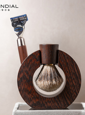 MONDIAL1908男士手动剃须刀刷碗架四件套原木刀刷柄意大利进口