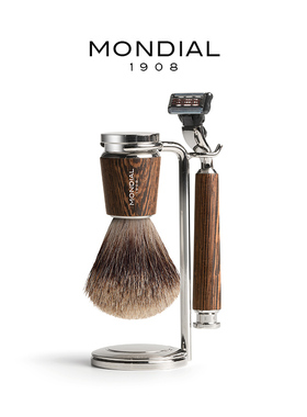 MONDIAL1908男士手动剃须刀剃须膏皂起泡刷镀铬架子三件套礼物