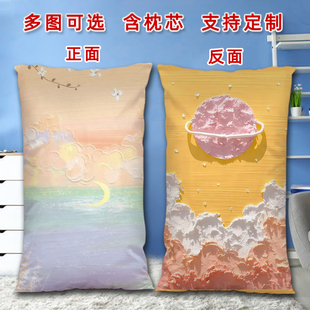 ins风少女心油画抱枕二次元周边长方形双面睡觉枕头定制2way枕套