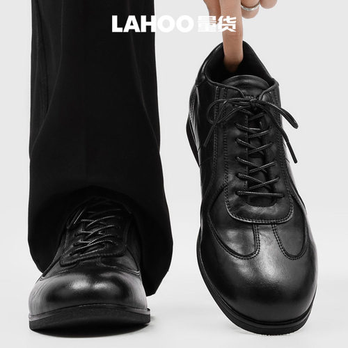 LAHOO量货 通勤百搭德训鞋男鞋2026新款复古平底休闲系带德比鞋