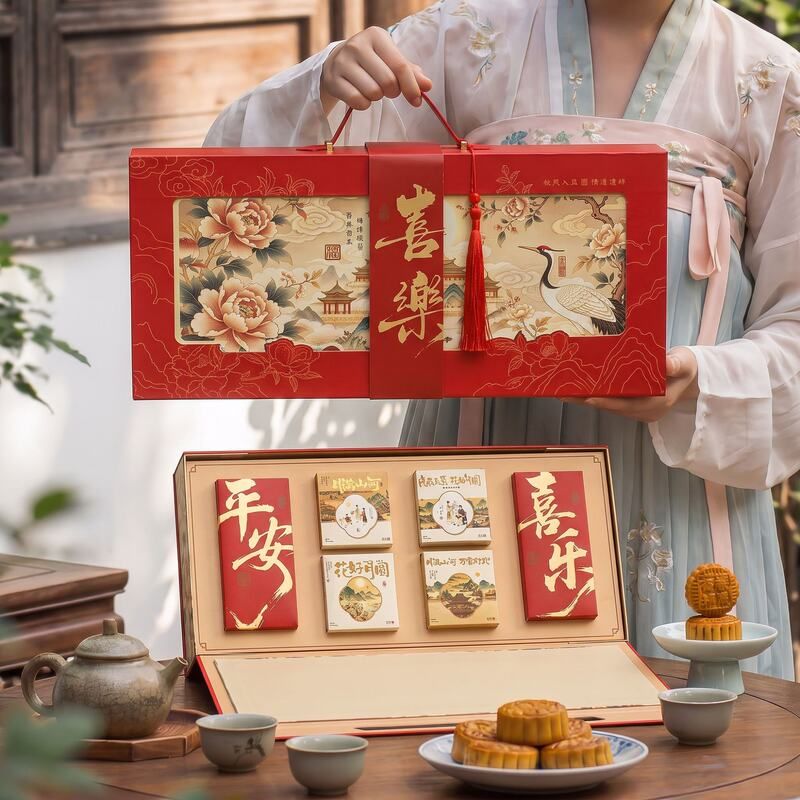 中秋节月饼包装盒空盒子新款2026高端礼盒6个8粒装礼品盒定制logo