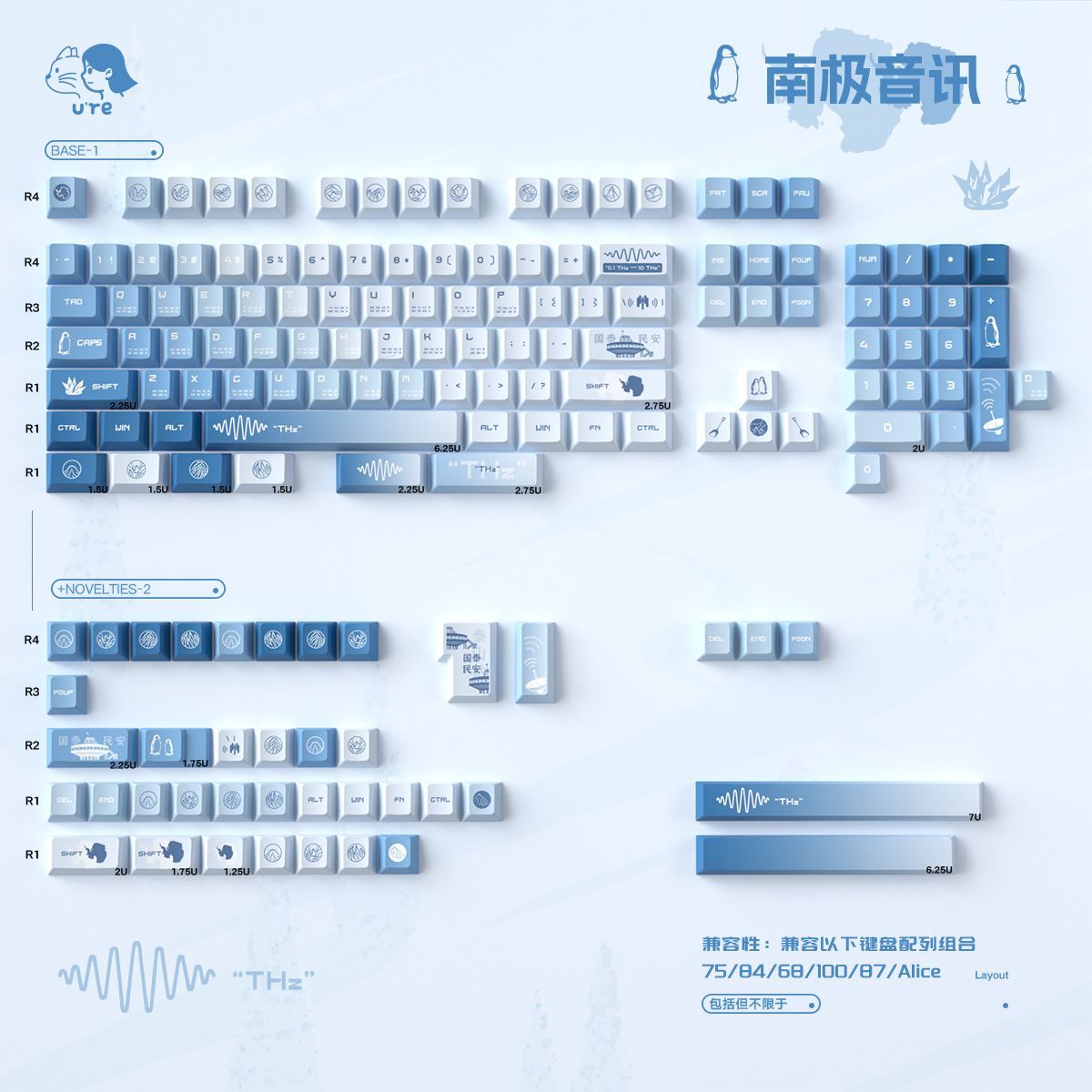 南极音讯键帽大全套PBT原厂高度